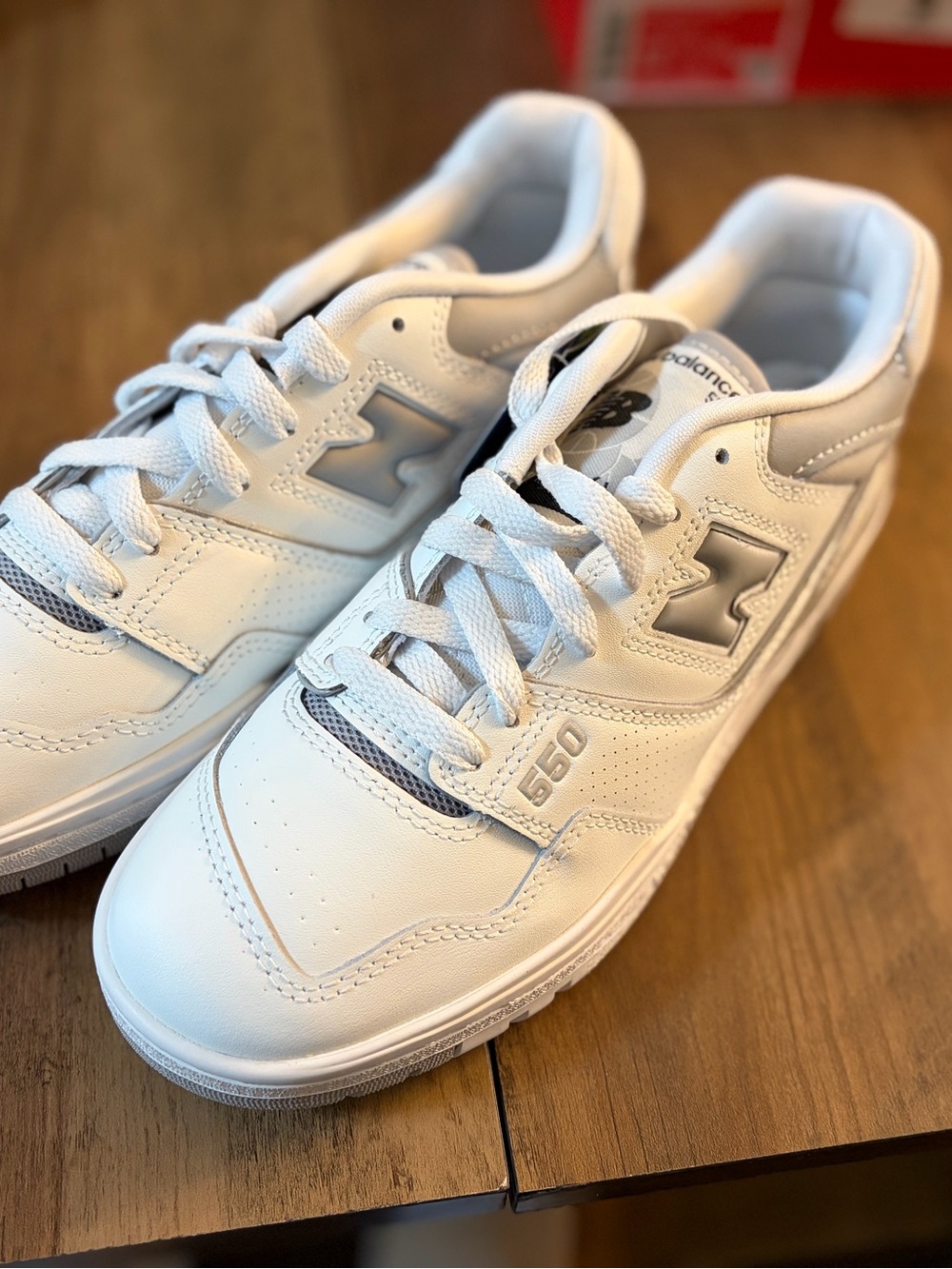 New Balance White Kids' 550 Sneakers with Silver Logo